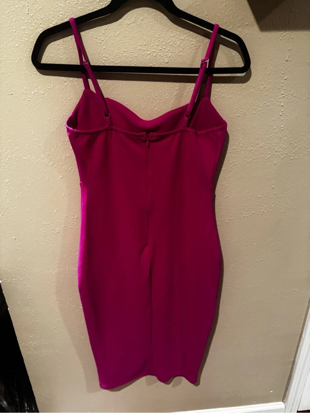 Fuchsia Mini Bodycon Dress with Spaghetti Straps